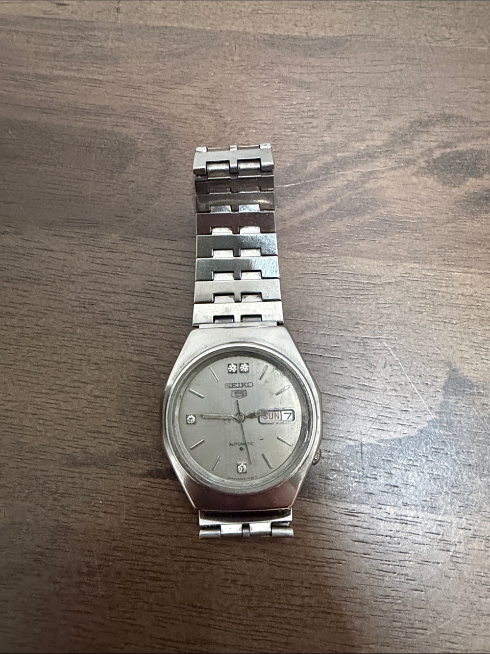 Seiko Silver Stainless Steel Automatic Watch with Day-Date